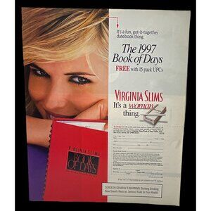 Virginia Slims Cigarettes Print Ad Vintage 90s 1997 Book of Days Datebook